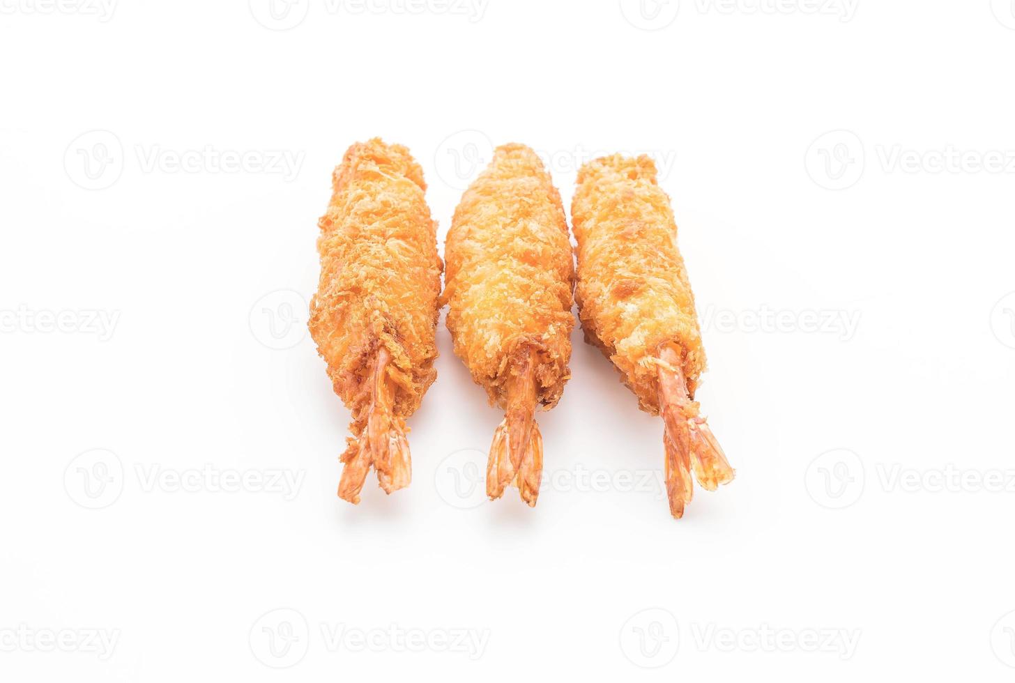 Batter-fried prawns on white background photo