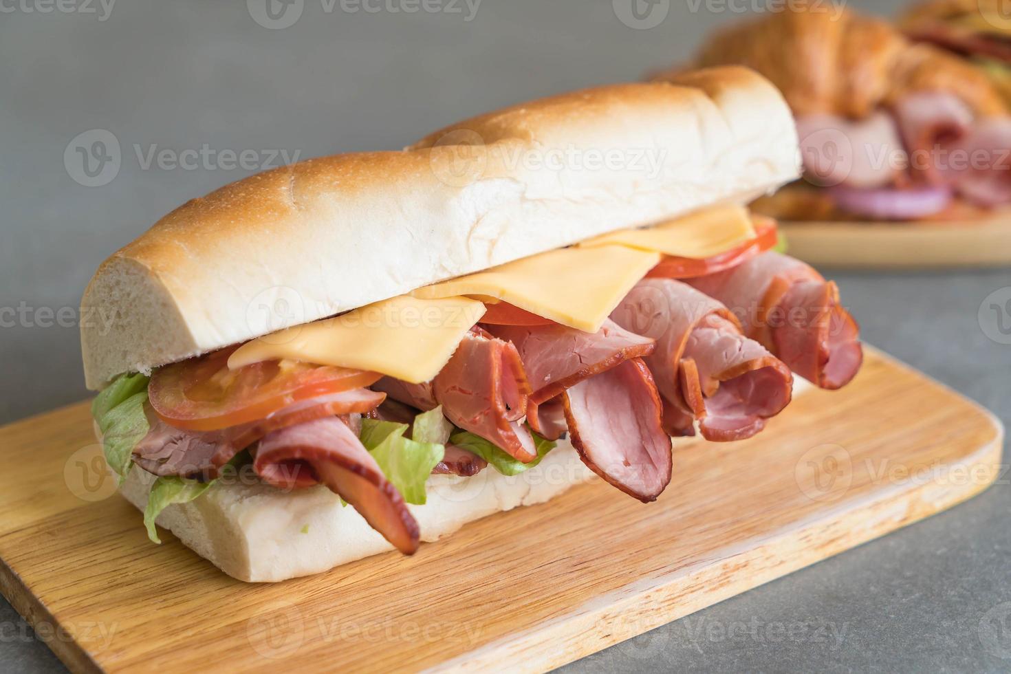 Ham and salad submarine sandwich photo