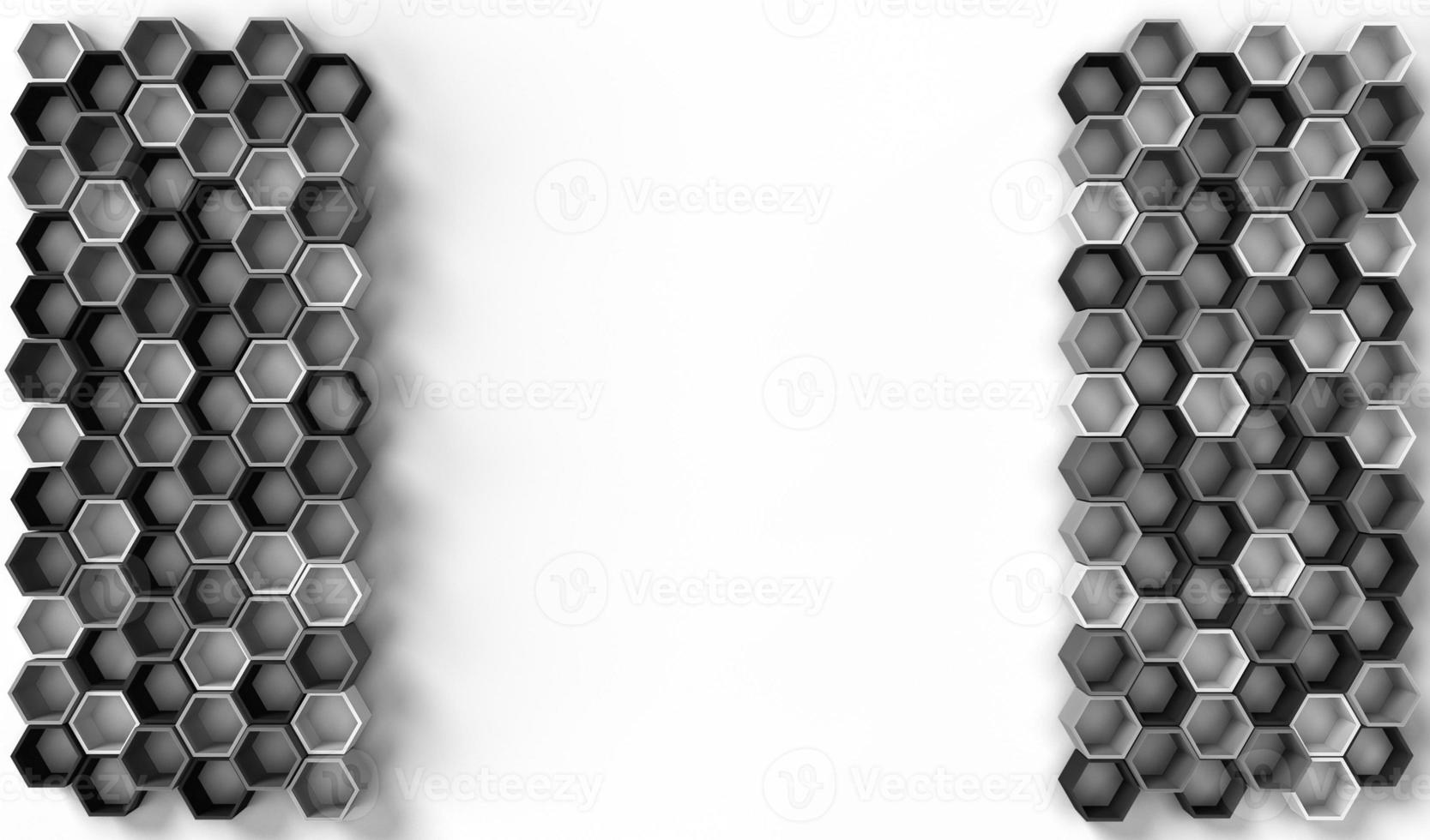 Imagen de representación 3D de forma sólida hexagonal sobre fondo blanco. foto