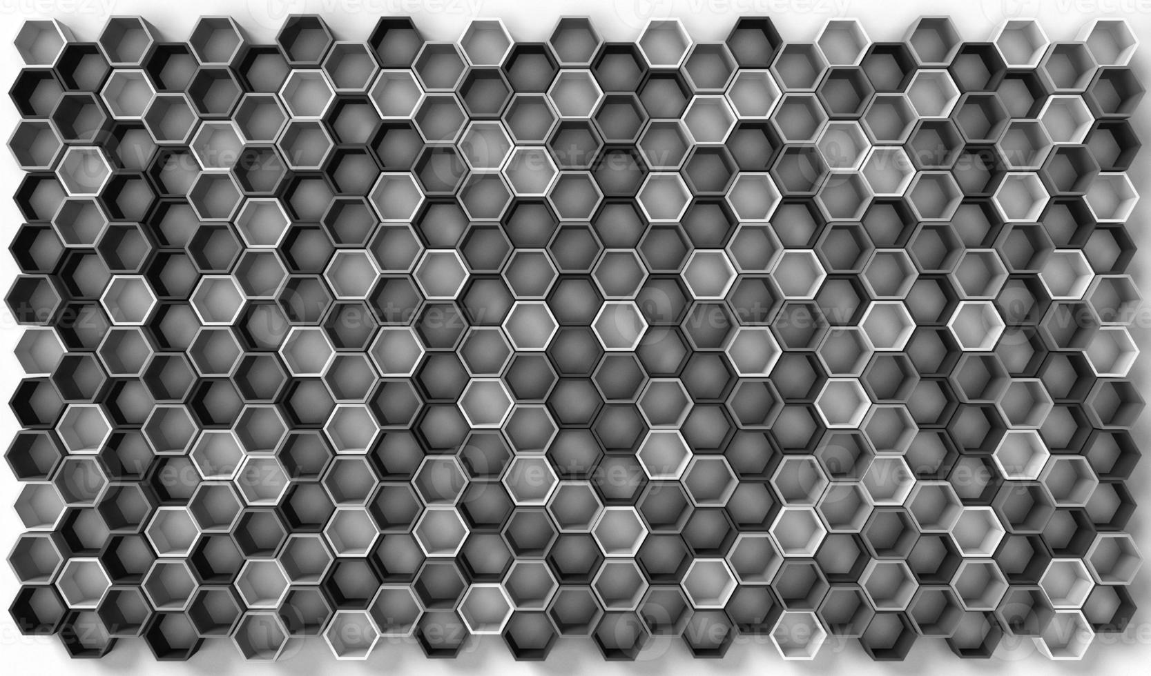 Imagen de representación 3D de forma sólida hexagonal sobre fondo blanco. foto