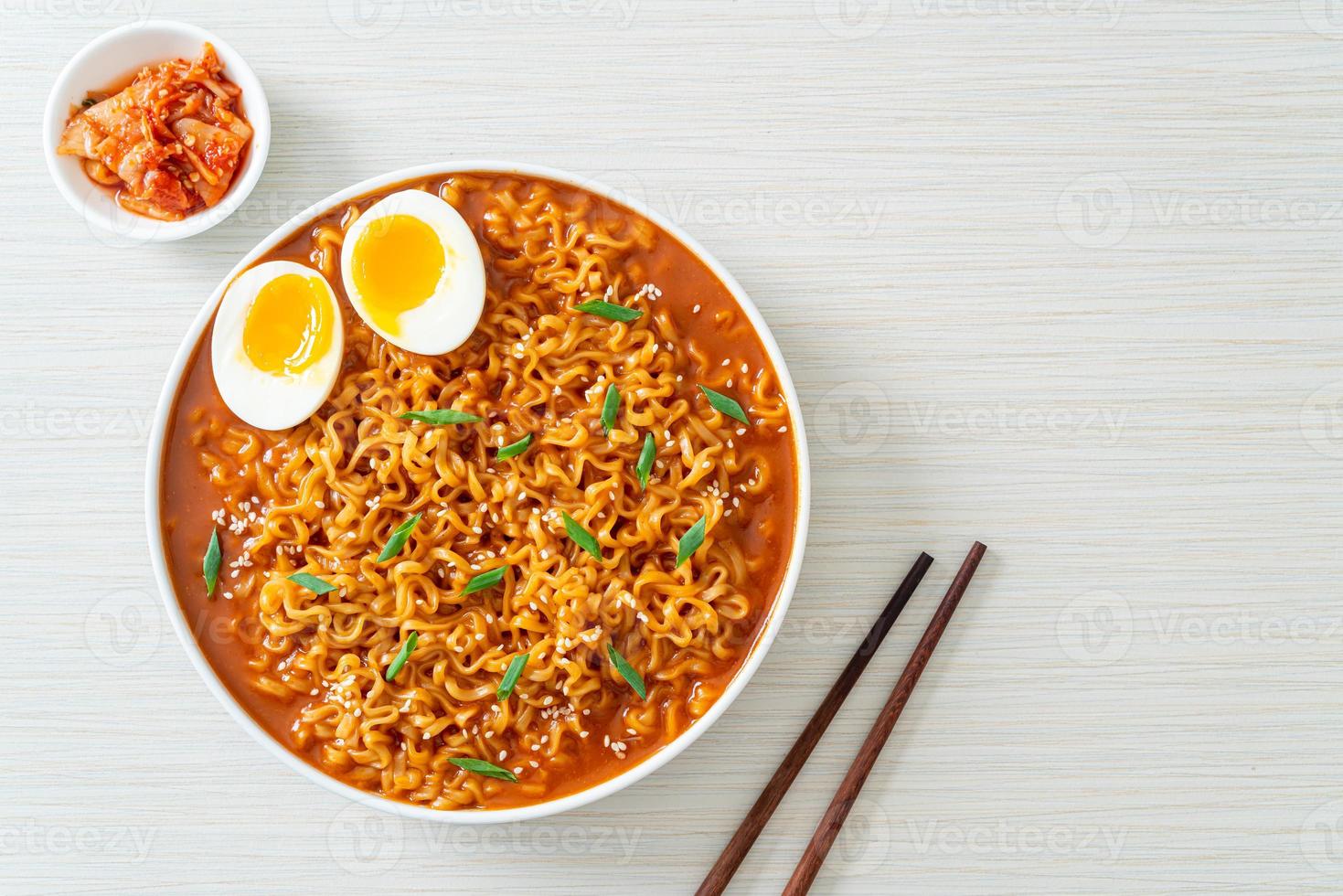 Korean instant noodles with egg photo