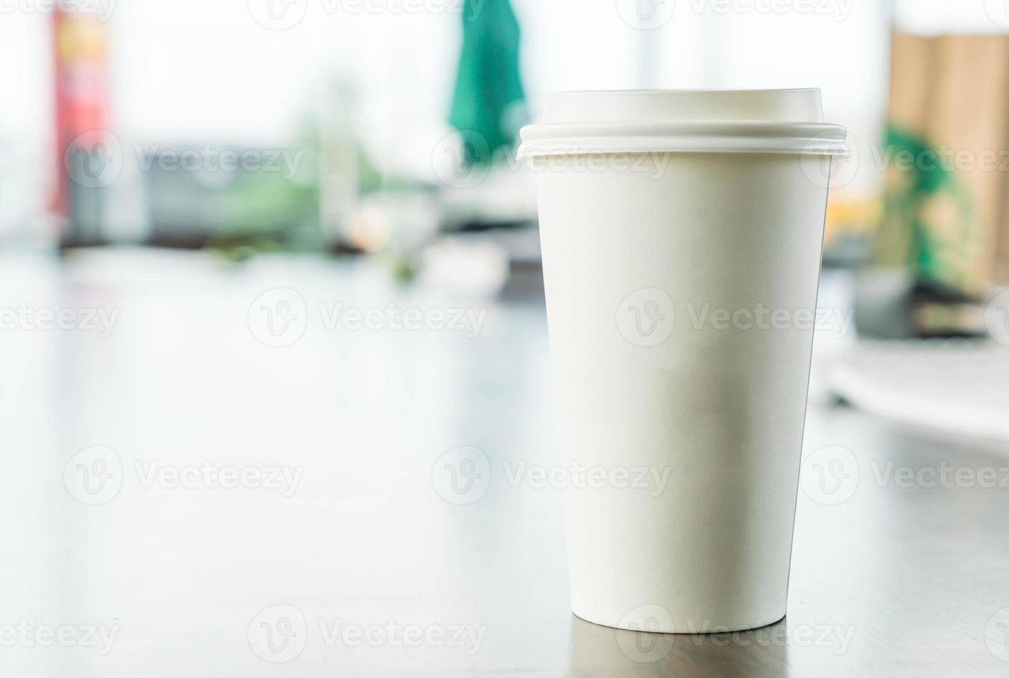Hot coffee cup in coffee shop photo