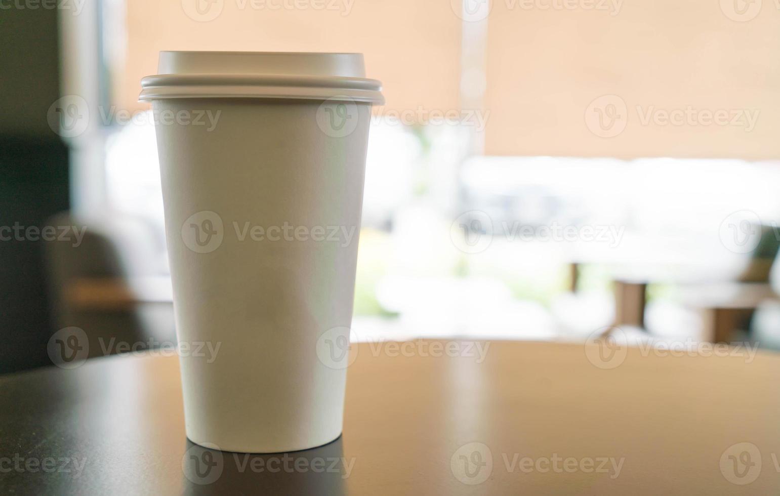 Hot coffee cup in coffee shop photo