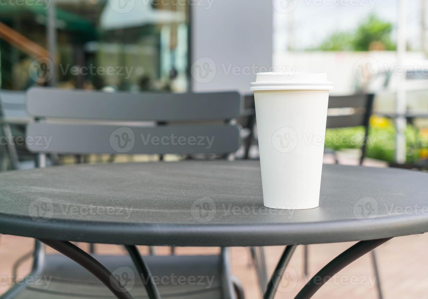 Hot coffee cup in coffee shop photo