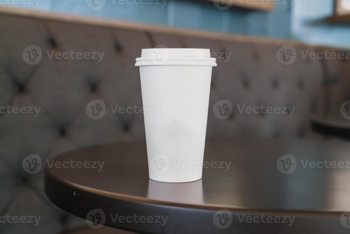 Hot coffee cup in coffee shop photo