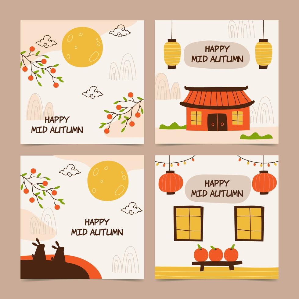 Mid Autumn Social Media Pack vector