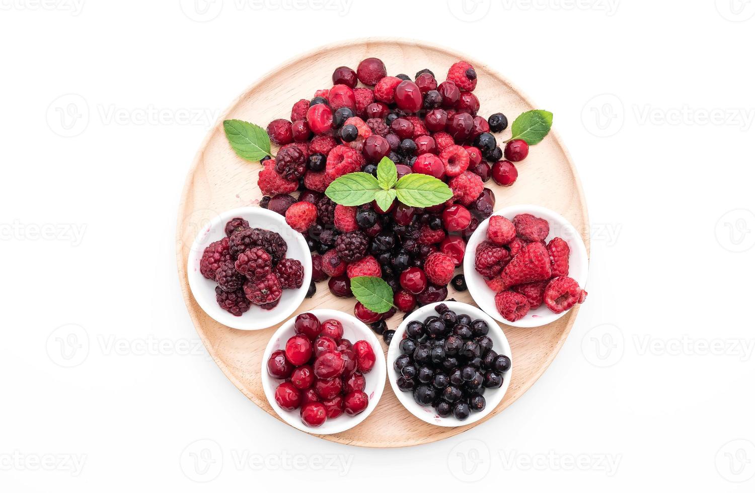 Frozen mixed berry on white background photo