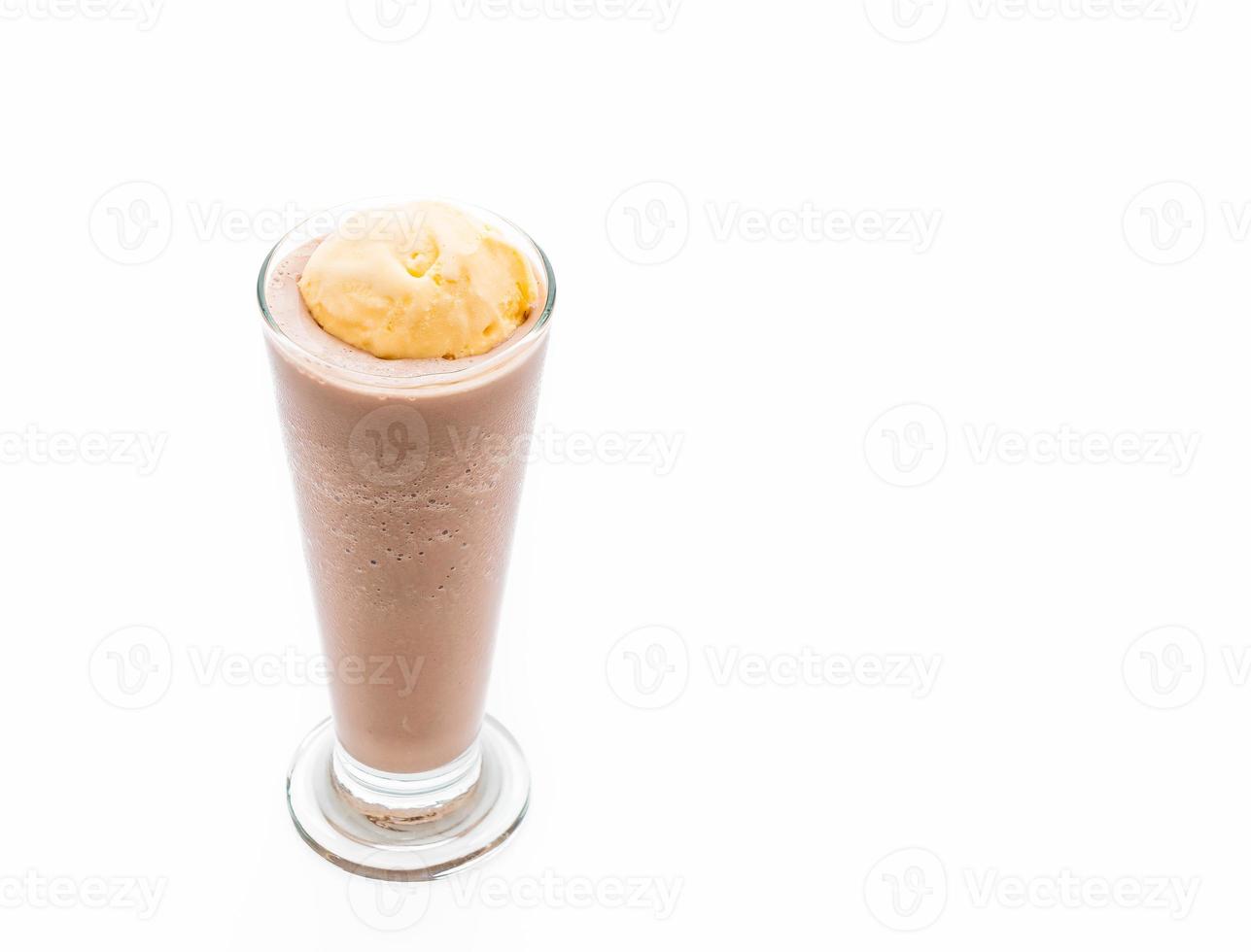 Chocolate frappe with vanilla ice cream on top photo