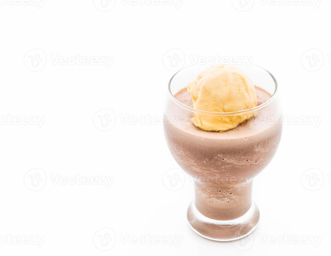 Chocolate frappe with vanilla ice cream on top photo