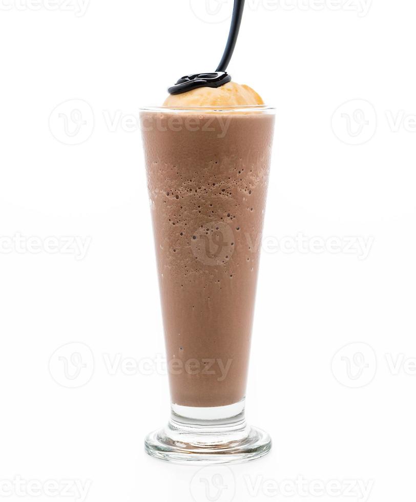 Chocolate frappe with vanilla ice cream on top photo