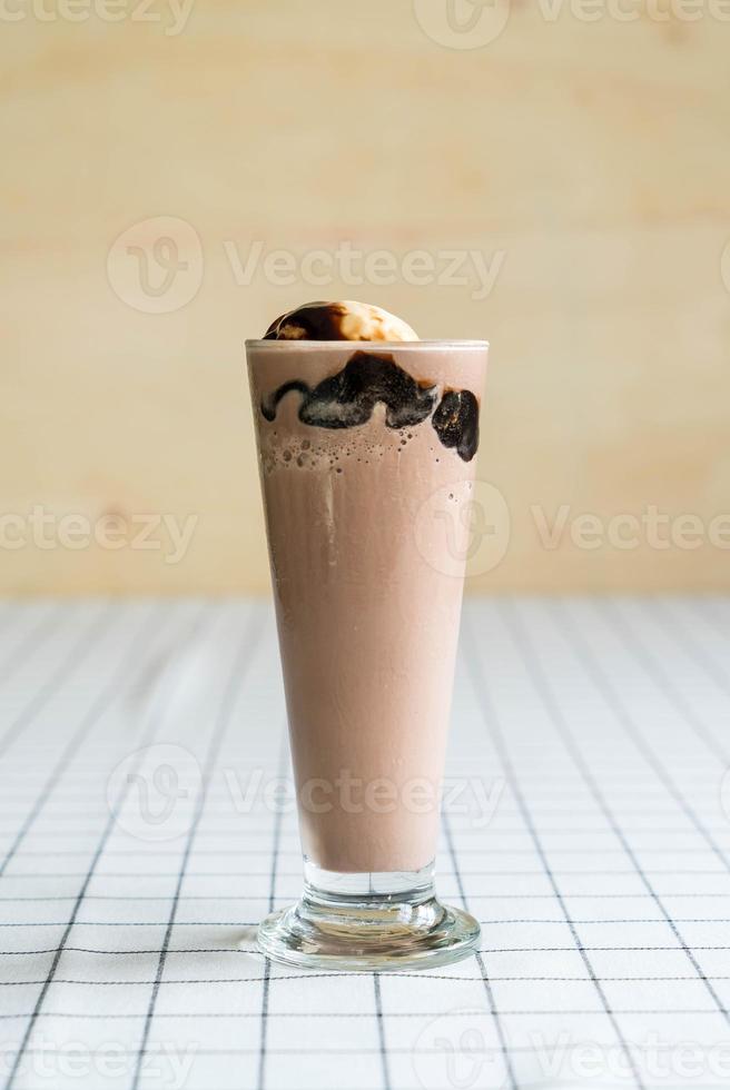 Chocolate frappe with vanilla ice cream on top photo