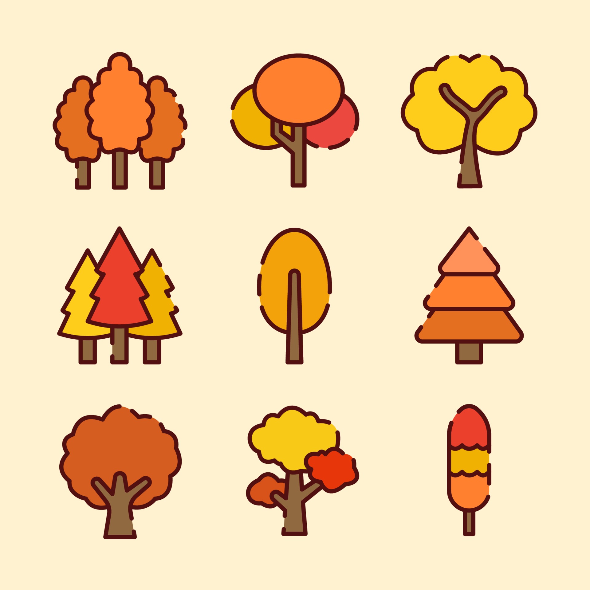 Yellow Trees In Autumn 3098554 Vector Art at Vecteezy