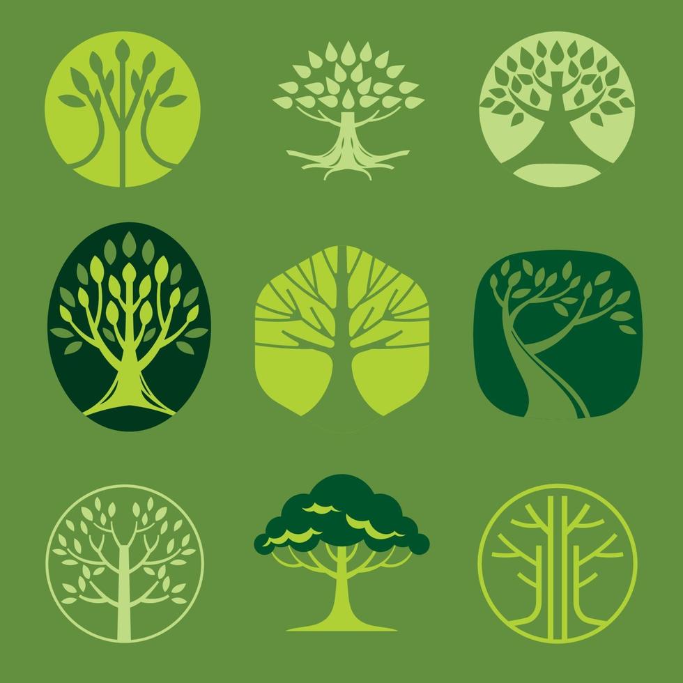 Set of Modern Tree Logo vector