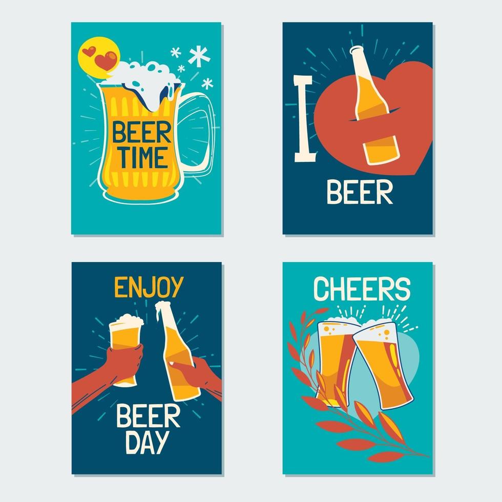 colección de tarjetas del día internacional de la cerveza vector