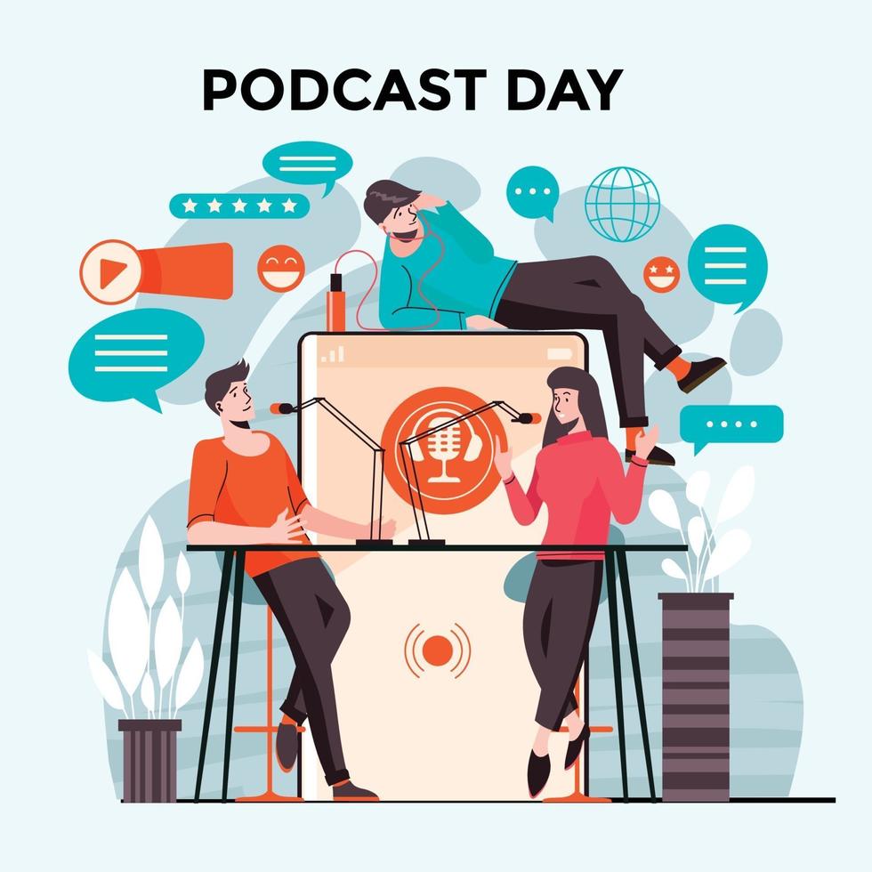 Happy Podcast Day Concept vector
