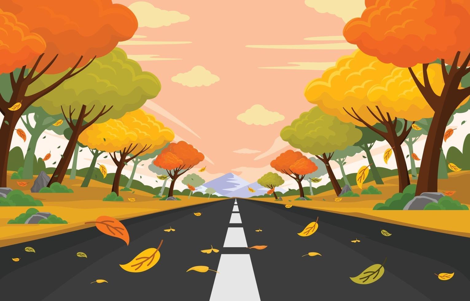 fondo de camino de otoño vector