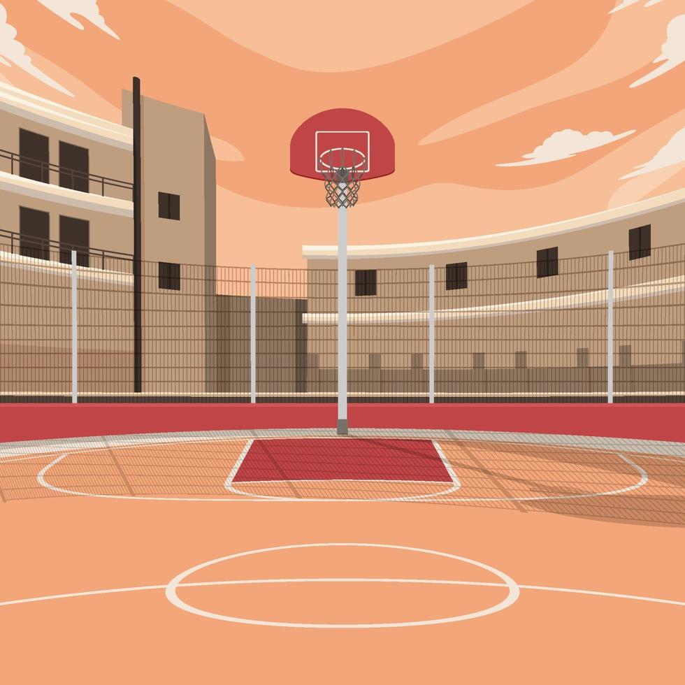 cancha de baloncesto al aire libre vector