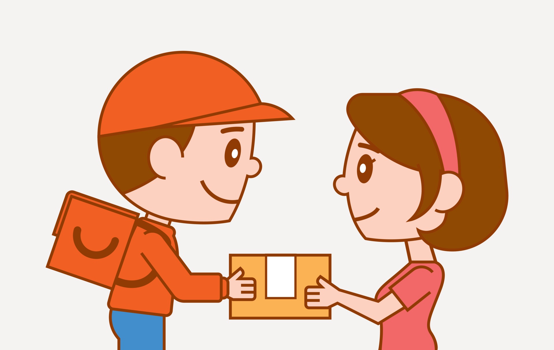 Cartoon cute delivery man with uniform giving parcel to woman customer 3098607 Vector Art at Vecteezy Cartoon cute delivery man with uniform giving parcel to woman customer 3098607 Vector Art at Vecteezy
