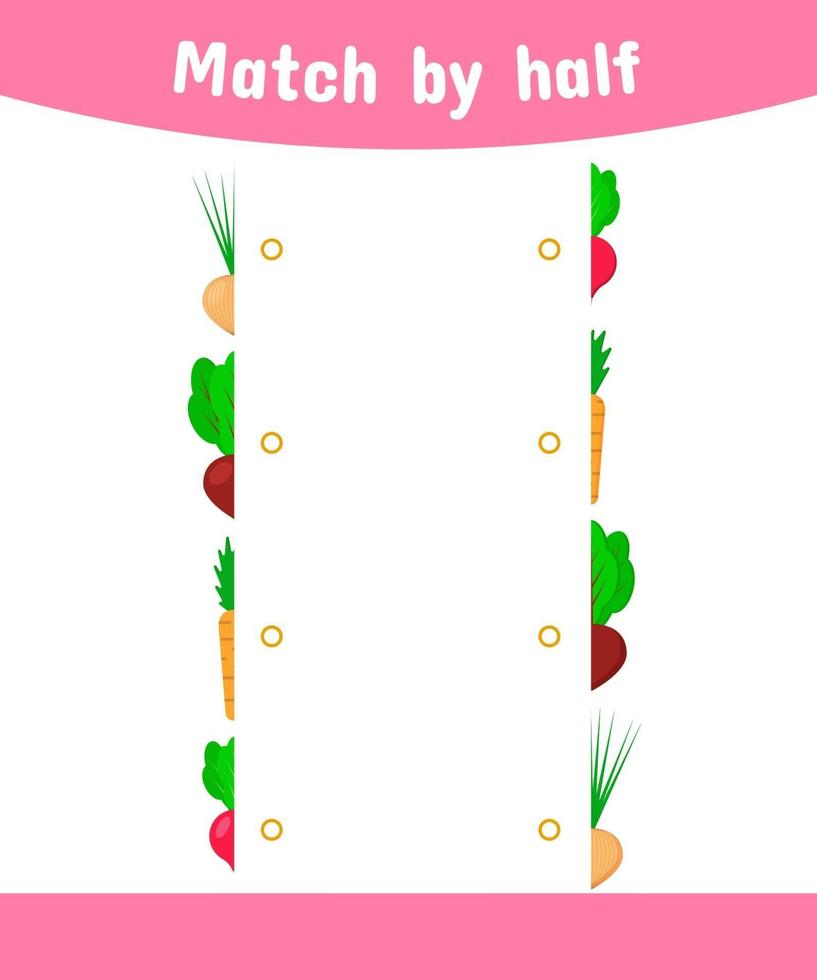 Matching game for children. Connect the halves vector