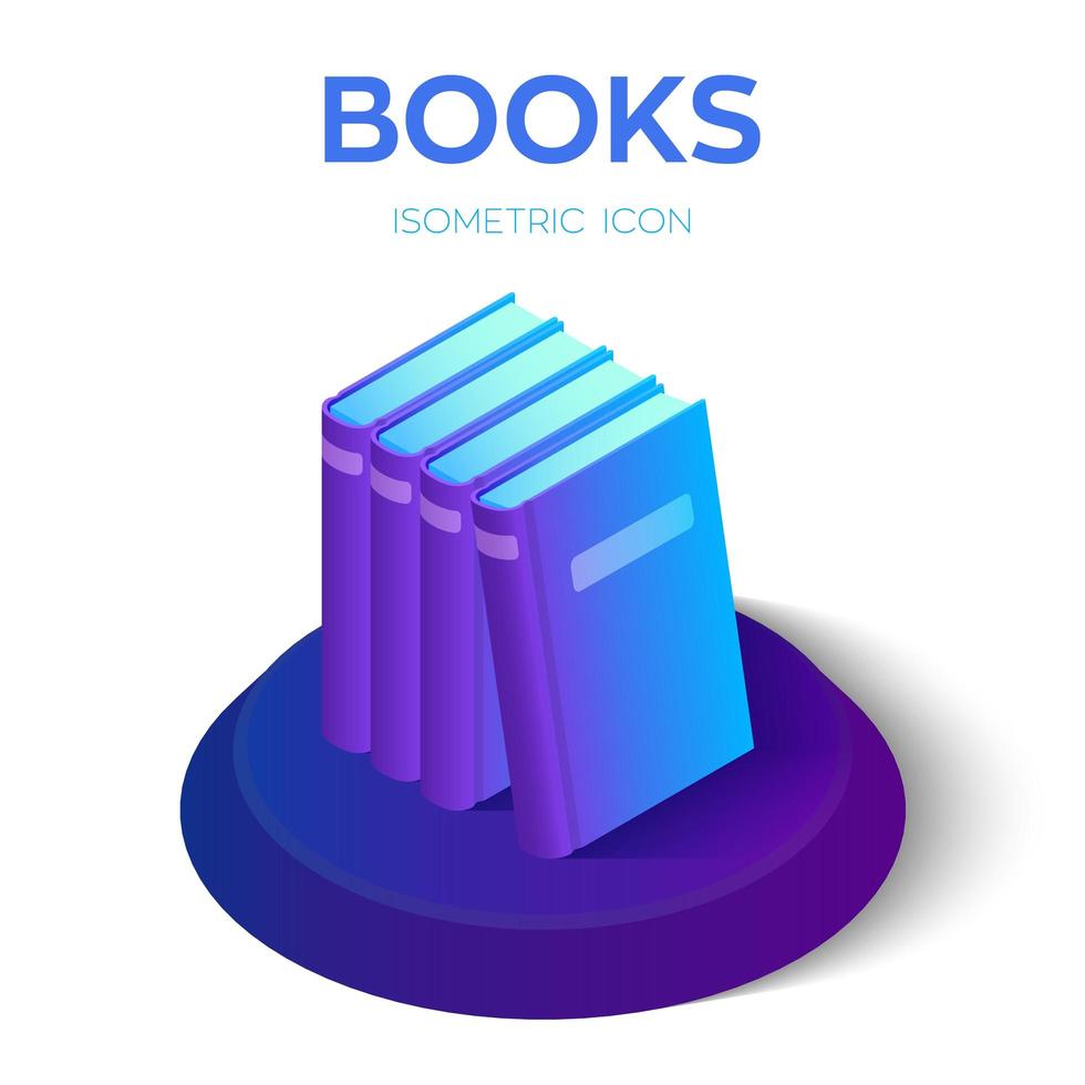 libros icono isométrico. pila de libros aislados sobre fondo blanco. vector