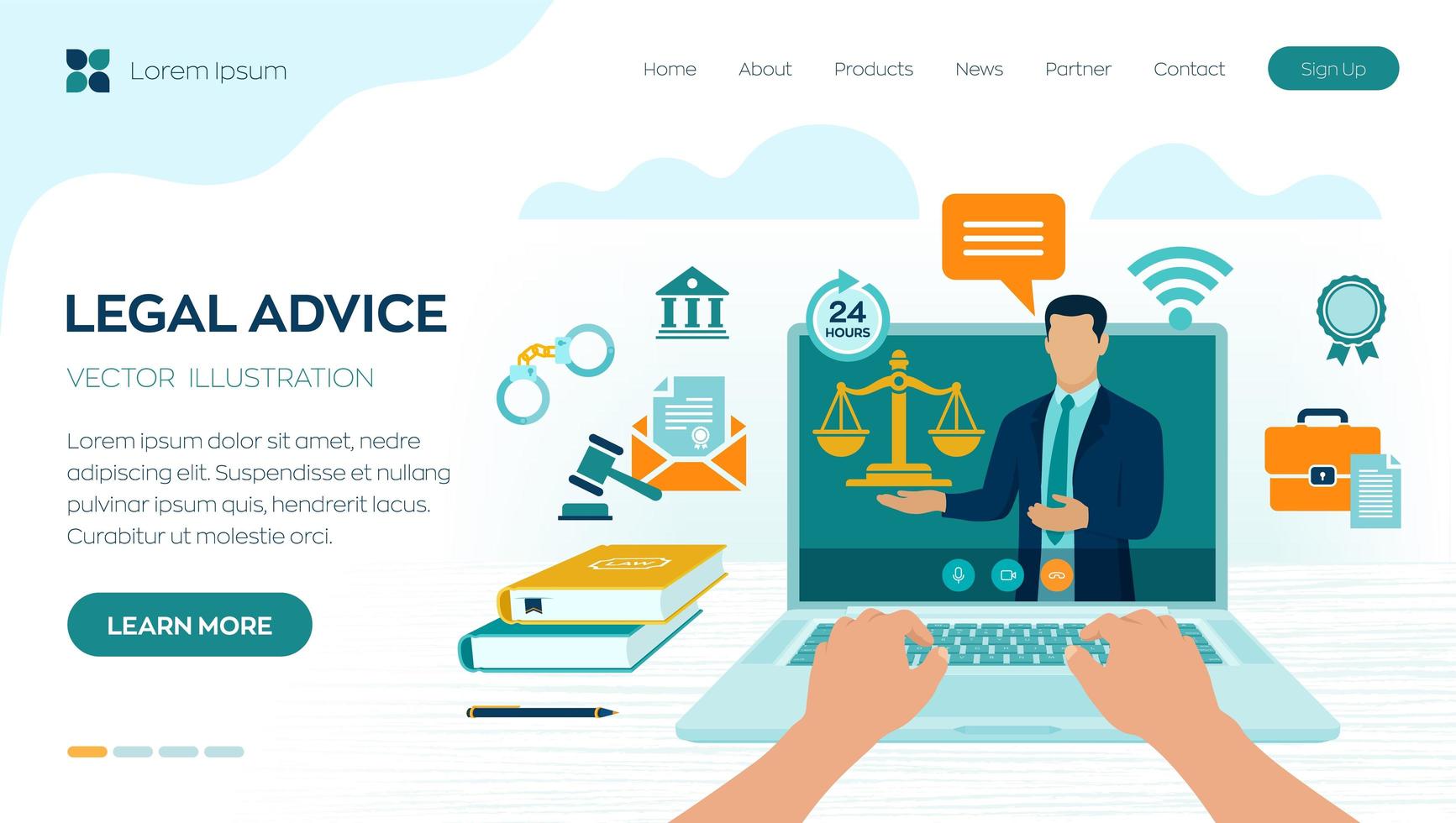 Online Legal advice concept. Labor law, Lawyer, Attorney at law. vector