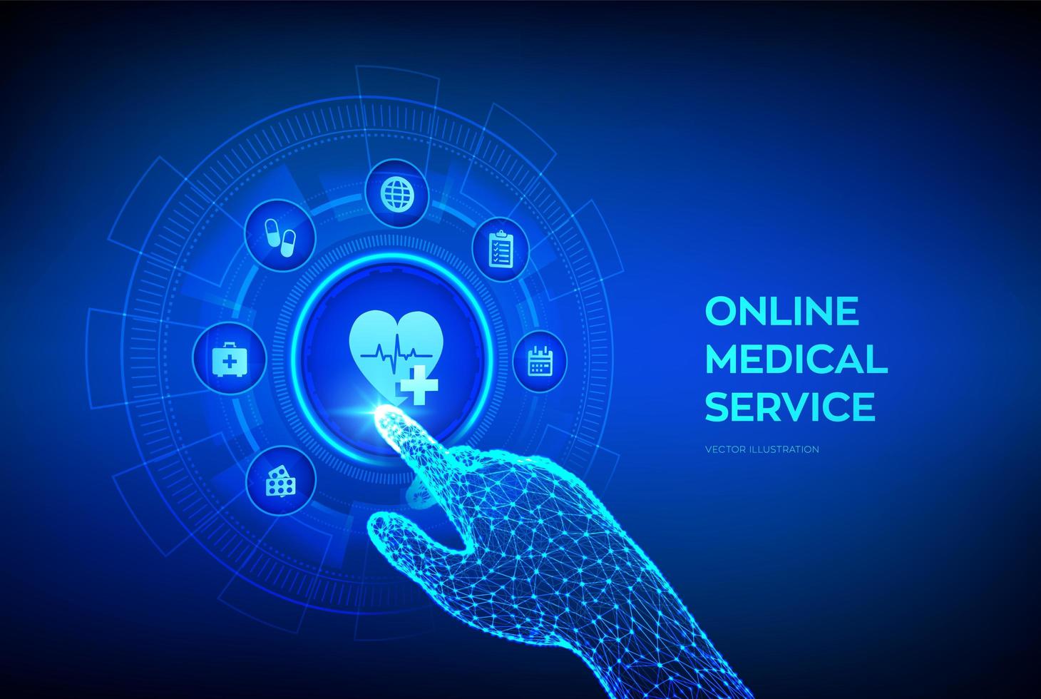 servicios médicos en línea, concepto de consulta y soporte en virtual. vector