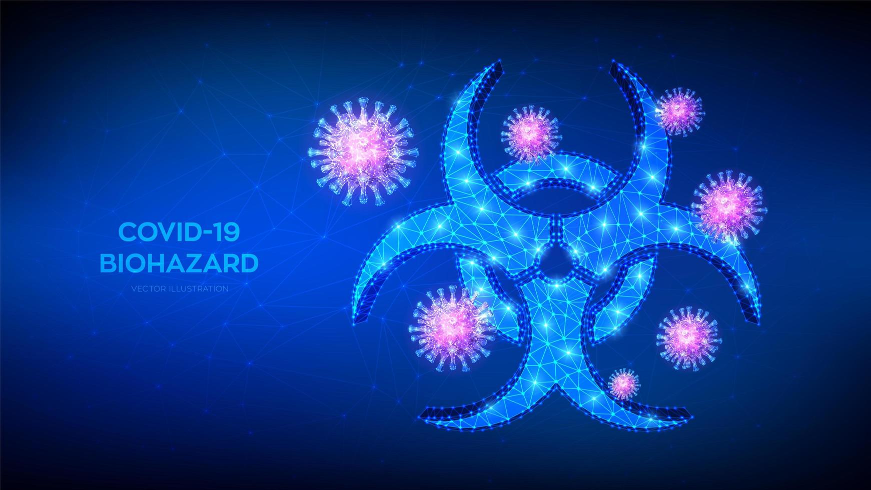 Biohazard symbol and virus cells. Coronavirus 2019-nCoV outbreak. vector