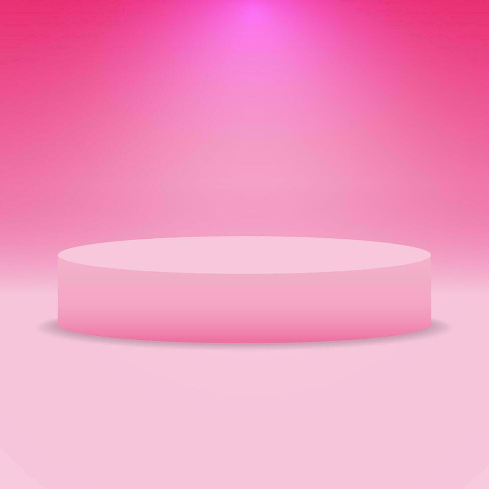 Abstract minimal scene with geometric forms. Pink podium. 3d Vector