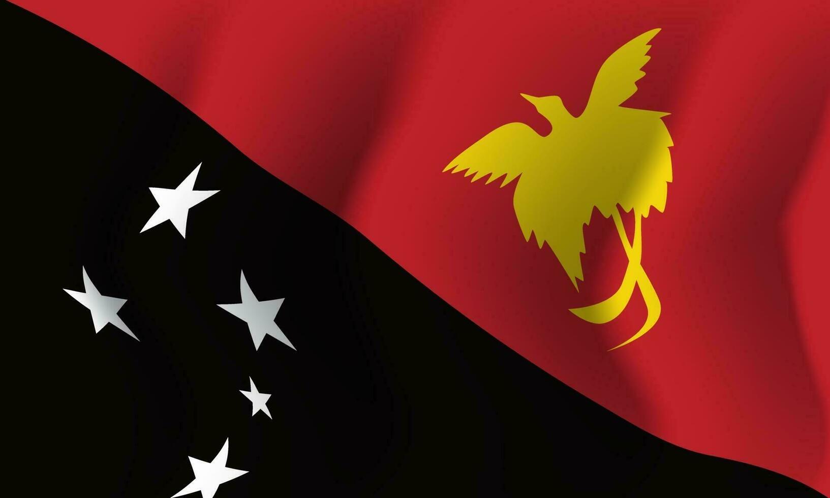 Waving Papua New Guinea flag. Background for patriotic national vector