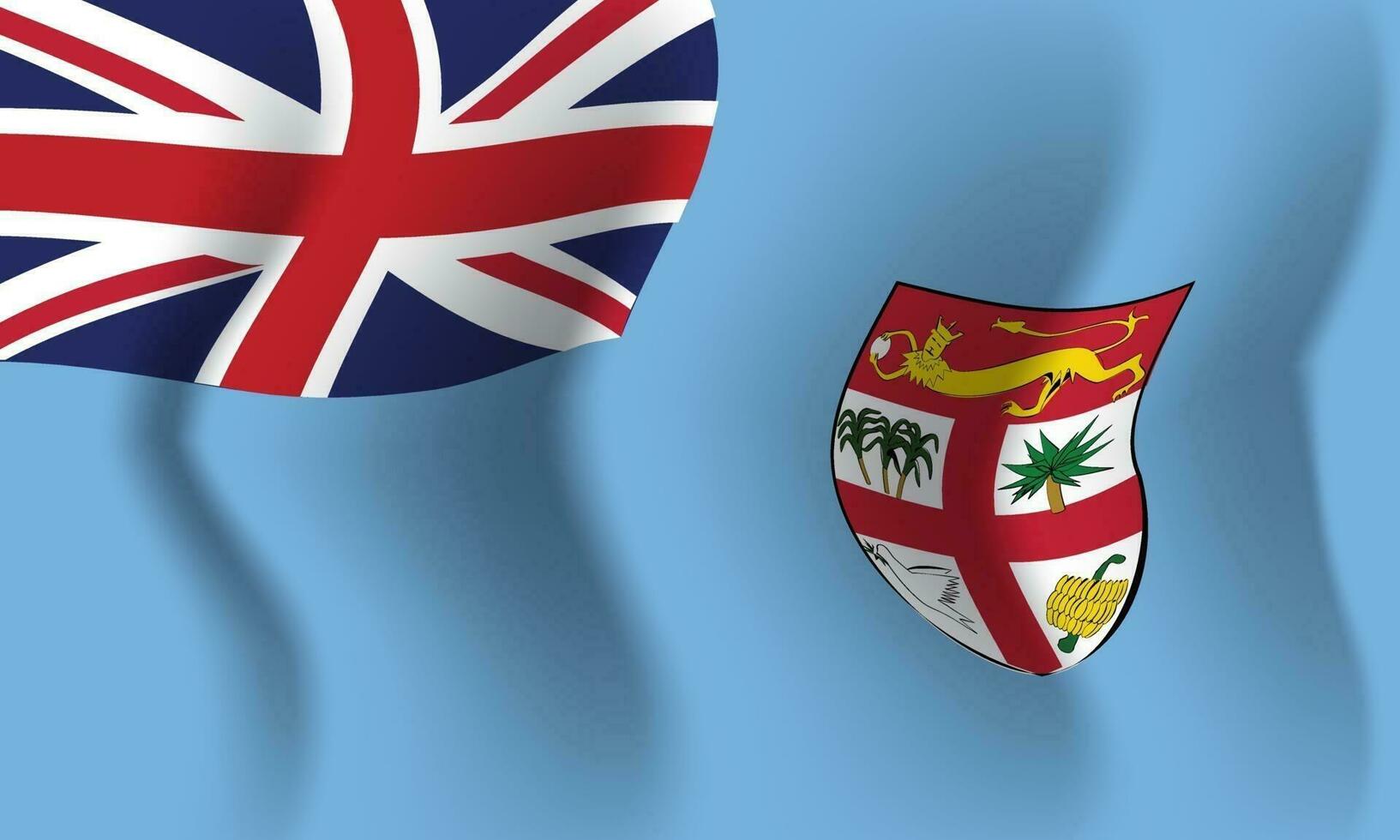 Waving Fiji flag. Background for patriotic national vector