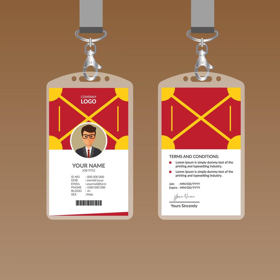 plantilla de diseño de tarjeta de identificación elegante roja vector