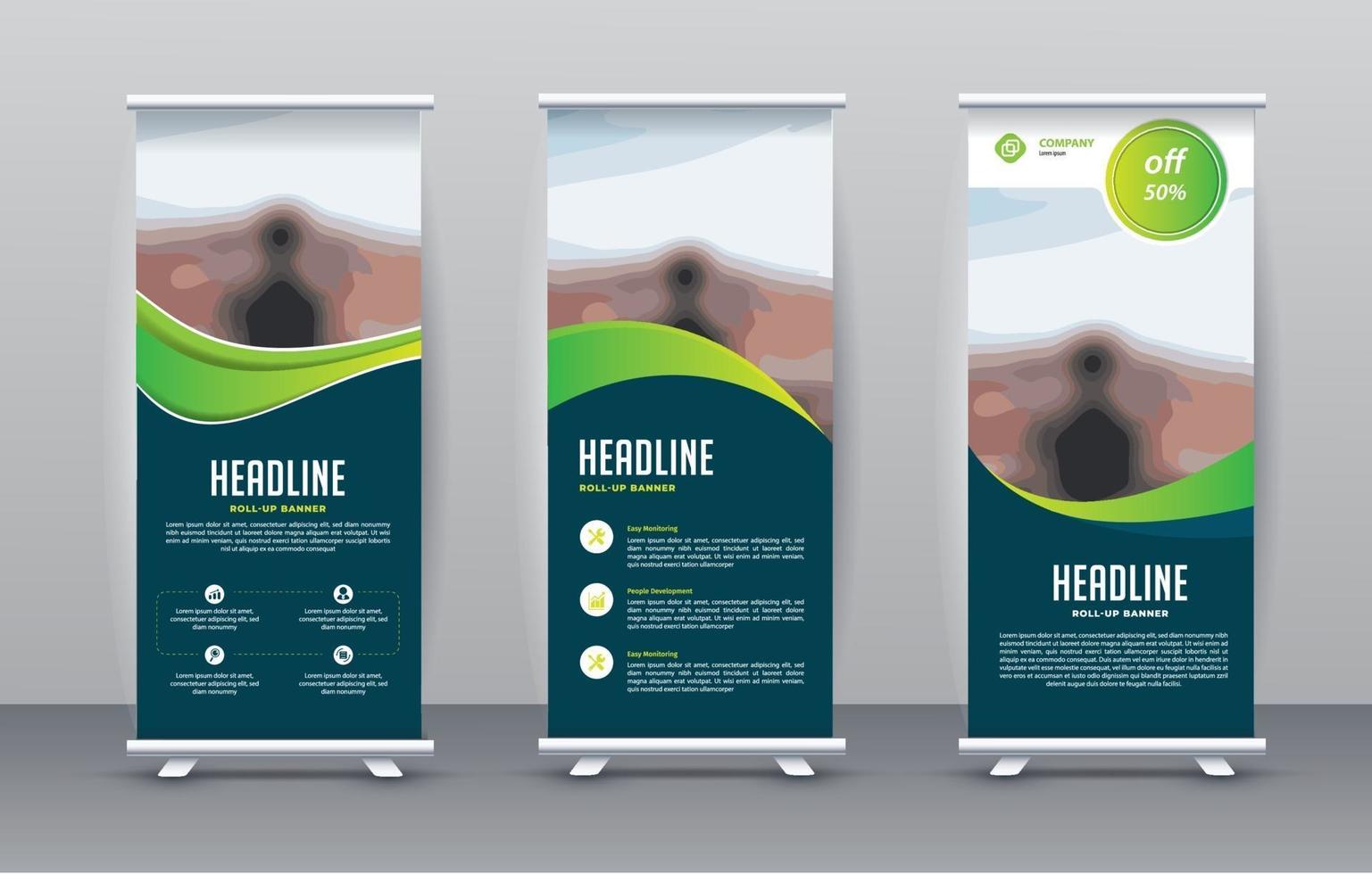 Business Roll Up Set. Standee Design. Banner Template vector