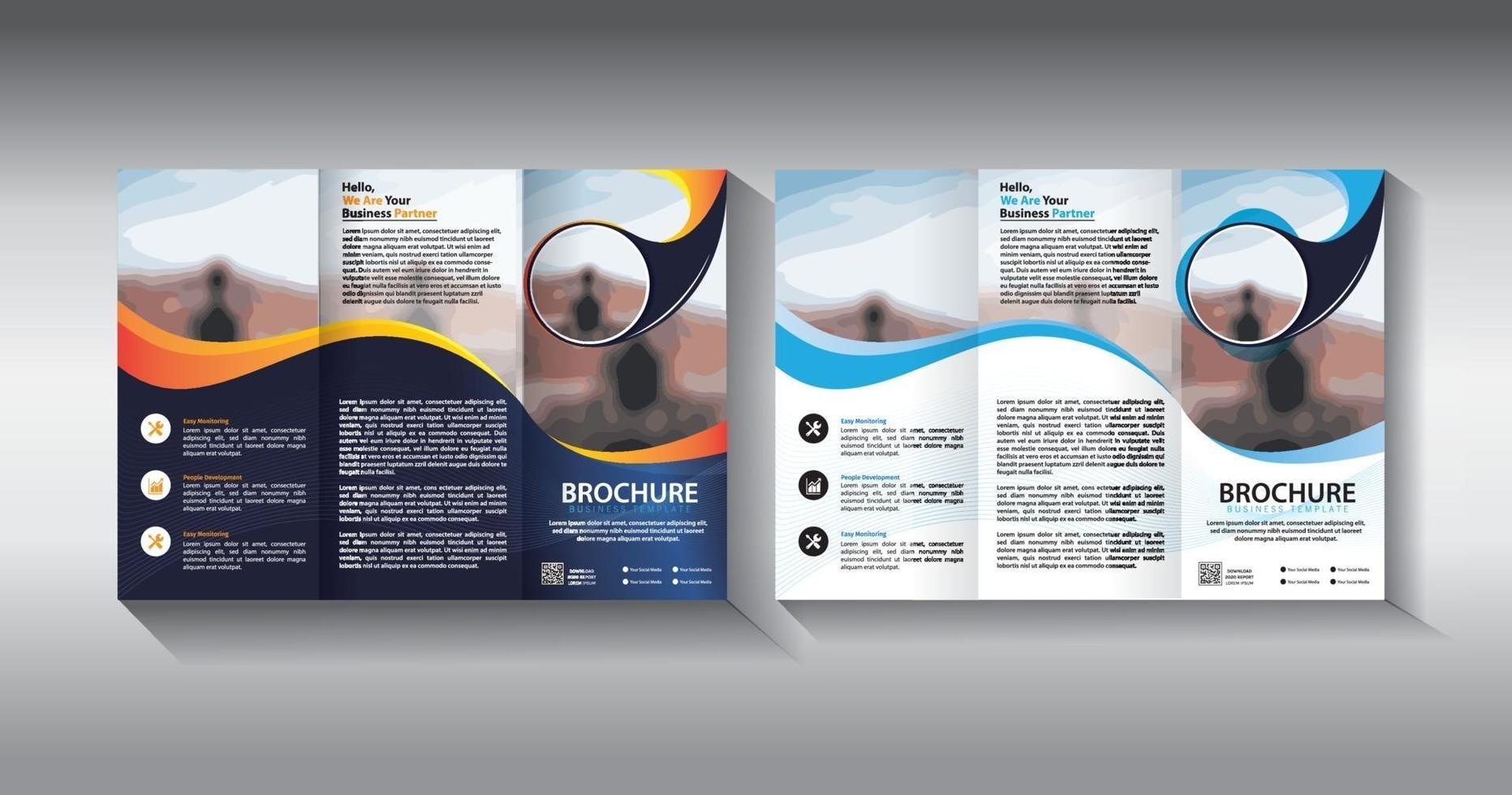 modern trifold business brochure design template vector