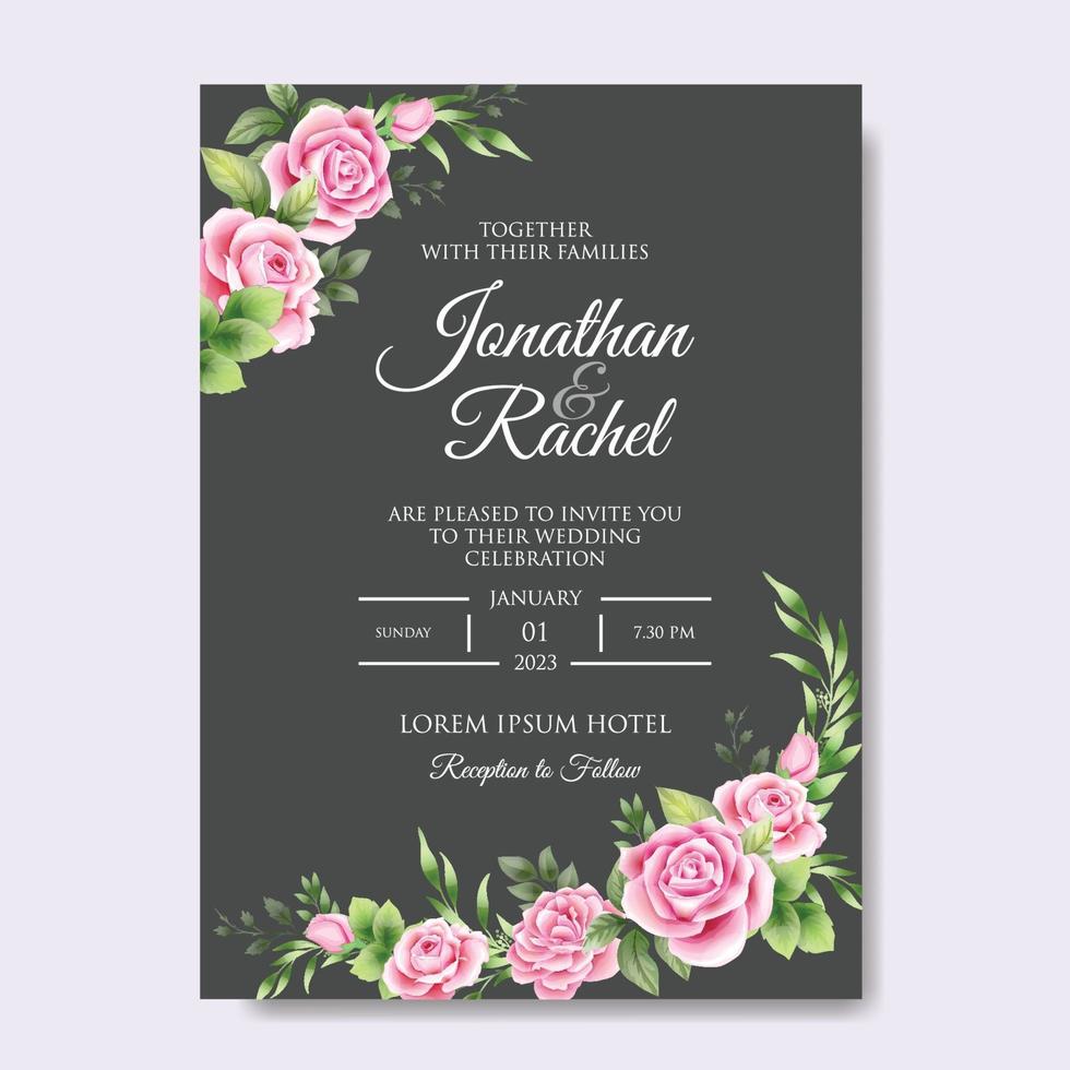 diseño de tarjeta de invitación floral romántico vector