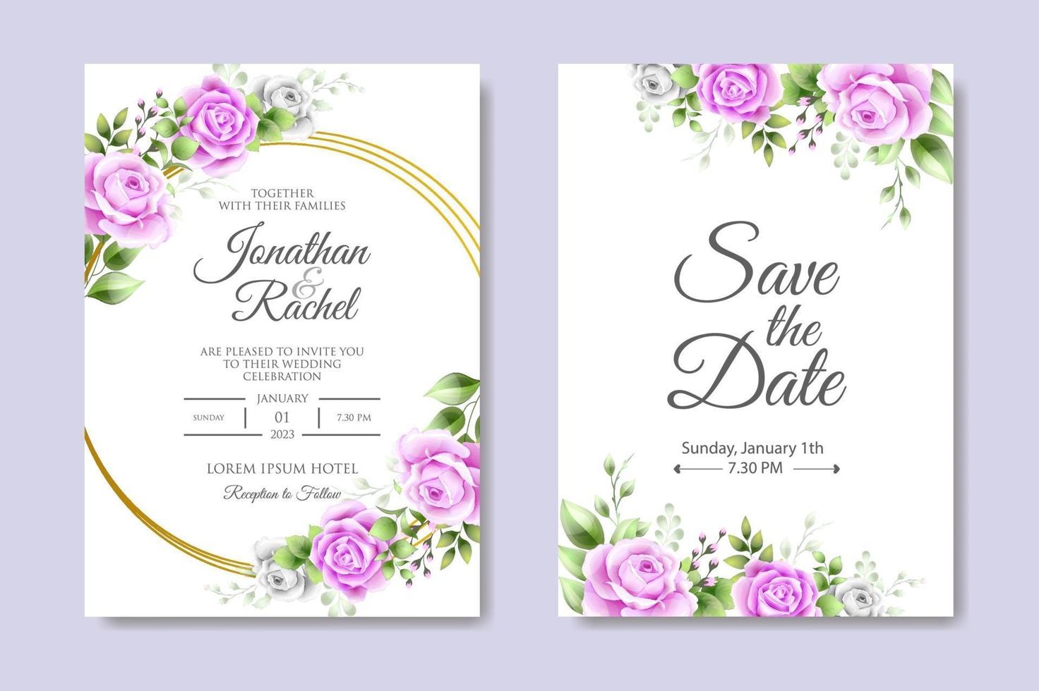 Romantic Floral Invitation Card Design vector