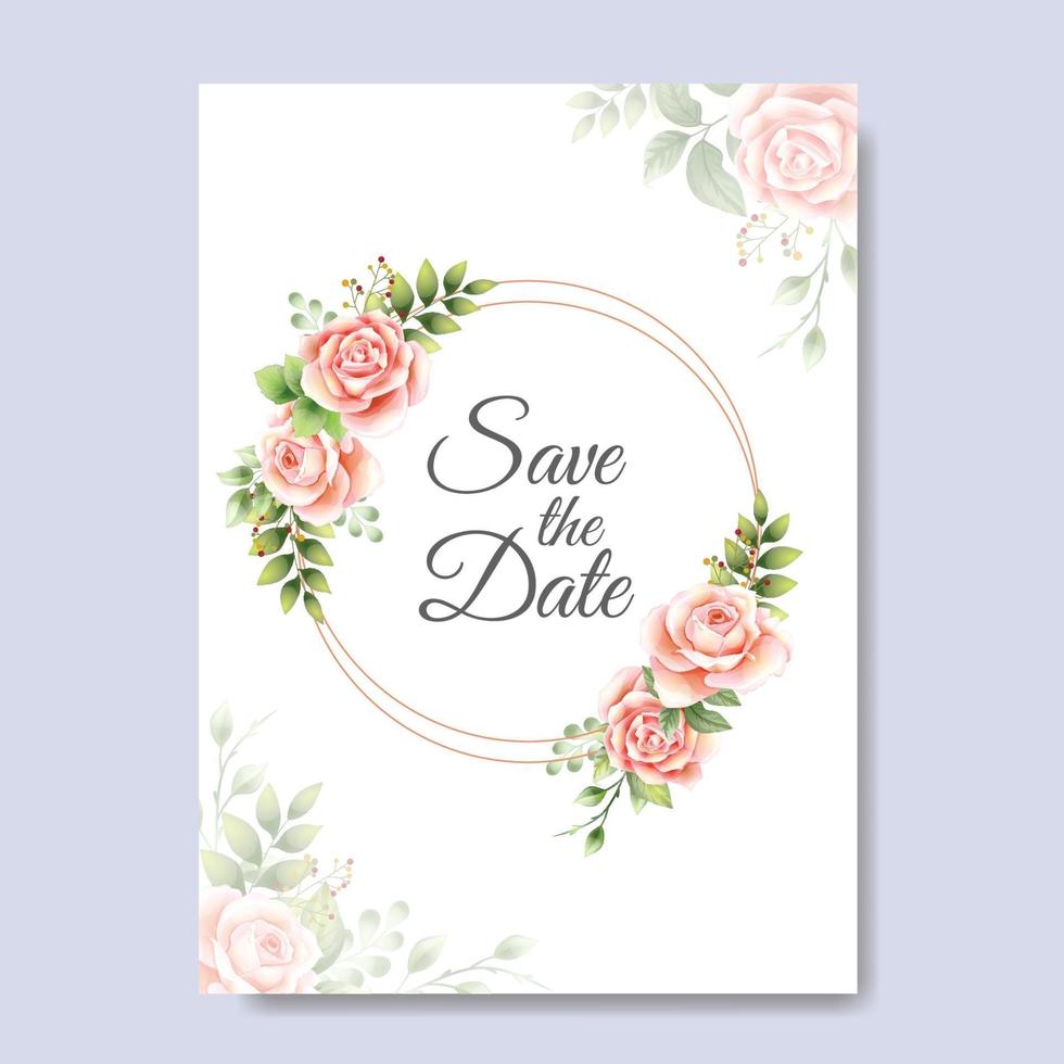 diseño de tarjeta de invitación floral romántico vector