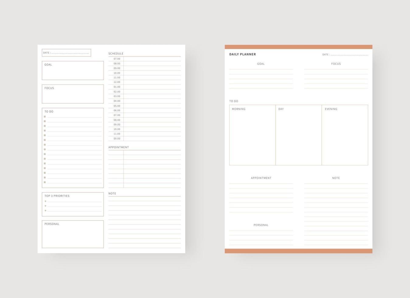 Daily planner template. vector