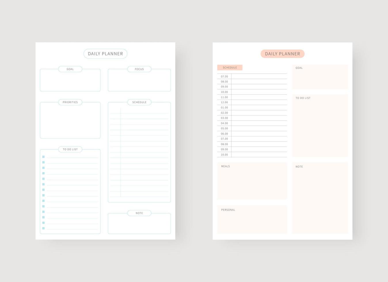 Daily planner template. vector