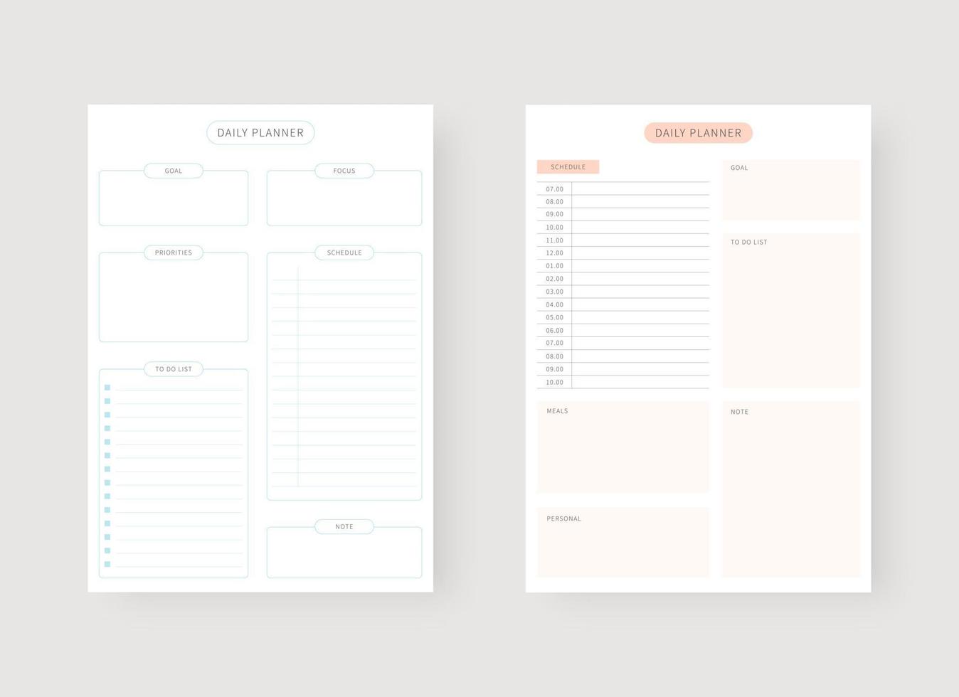 Daily planner template. vector