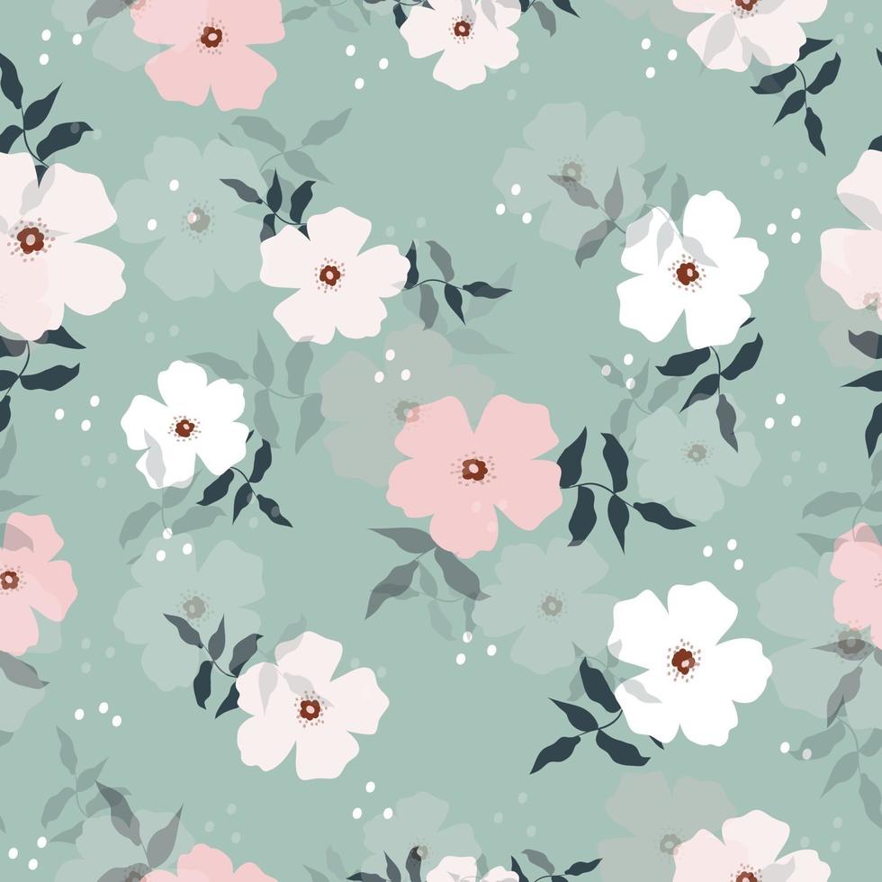 Seamless cute pastel floral pattern background vector