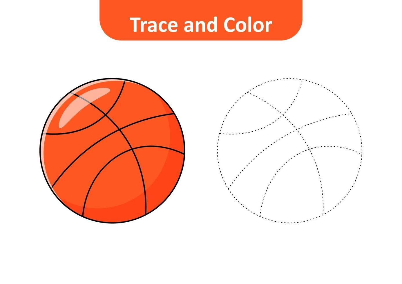 Trace and color for kids, basketball vector 3099032 Vector Art at Vecteezy