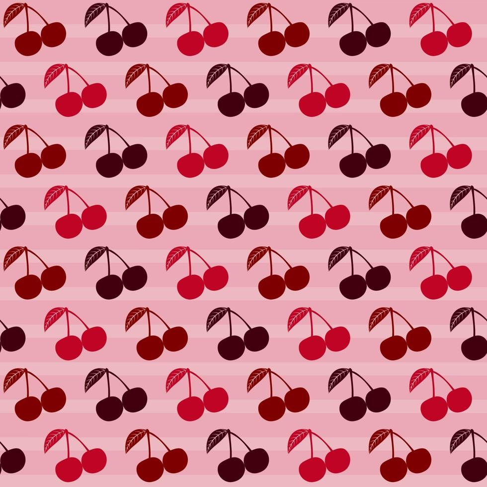 Summer Seamless Pattern with Cherry Berries and Lines vector