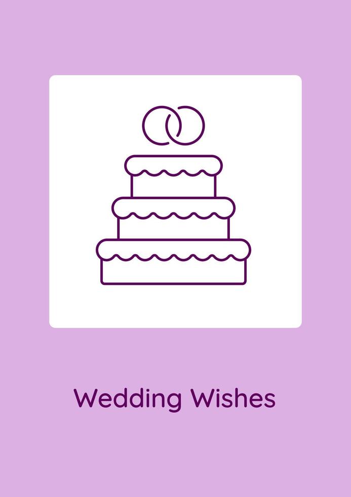 Heartiest wedding congratulations postcard with linear glyph icon vector