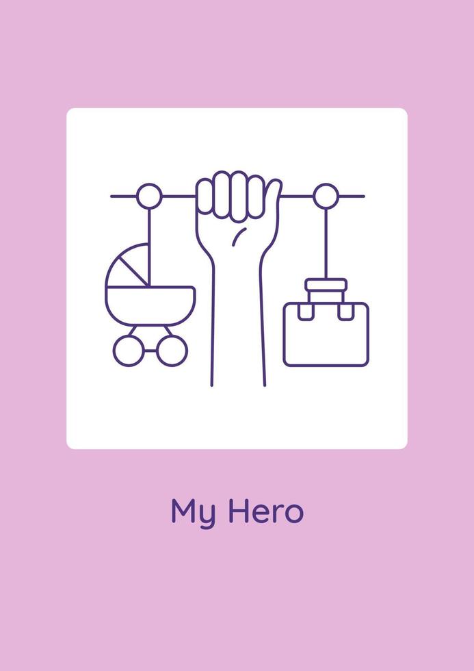 Appreciation to my hero postcard with linear glyph icon vector