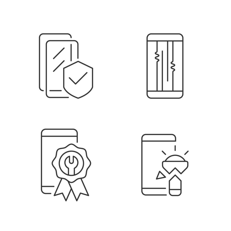 Common phone breakdowns linear icons set vector