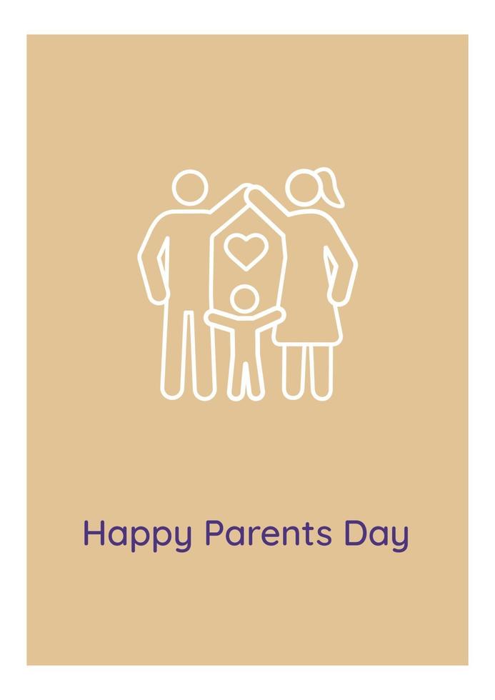 Global parents day postcard with linear glyph icon vector