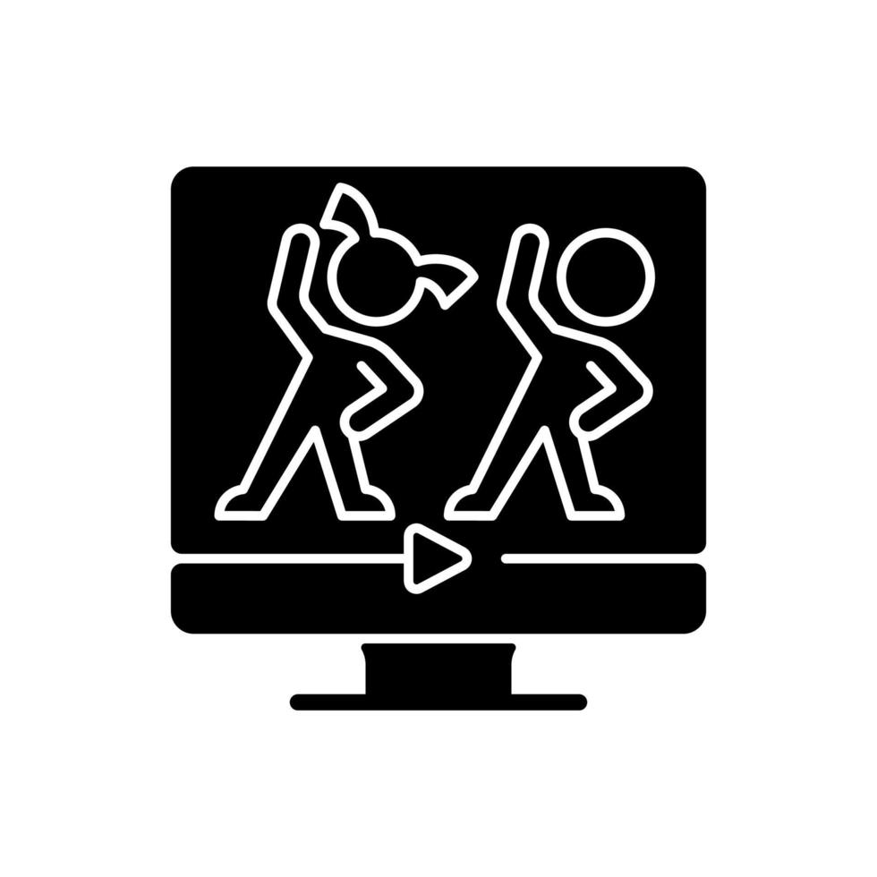 Online aerobic for kids black glyph icon. vector