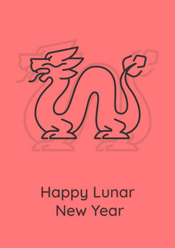 Happy Spring Festival postcard with linear glyph icon vector