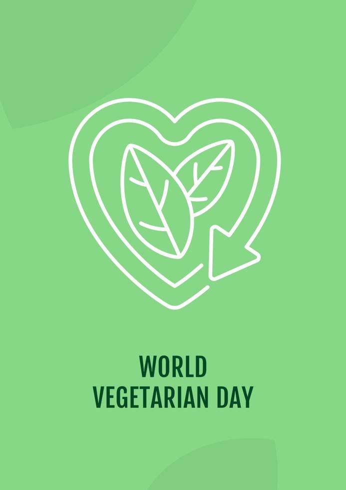 postal del día mundial del vegetariano con icono de glifo lineal vector