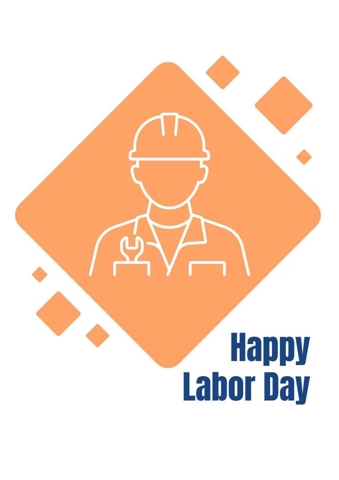 Celebrate international labor day postcard with linear glyph icon vector